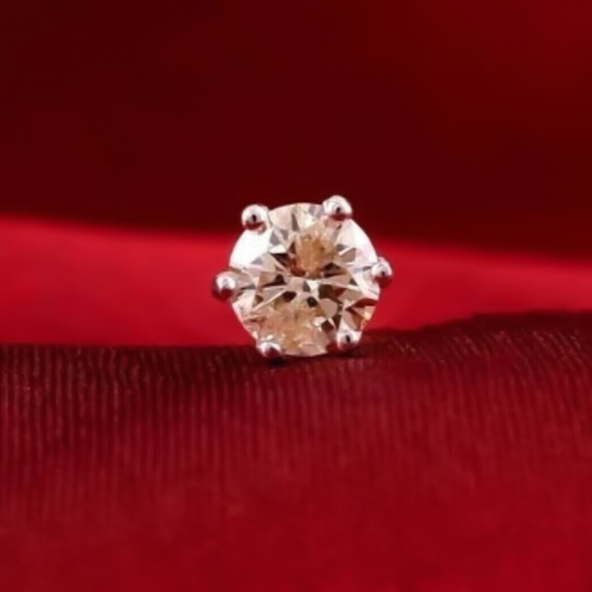 4MM Round Cut Natural Diamond Solitaire Screw Back Nose Pin Real 14K Yellow Gold