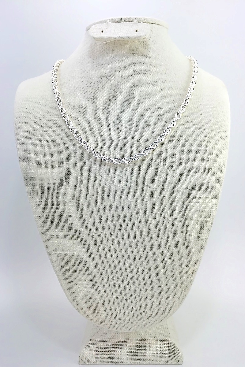 Silver Plated Rope Chain (Brass), 5mm Thick (18, 20, 24, 30, or 36 In)
