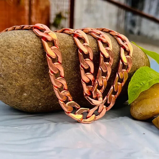 20 inch Pure Copper Solid CUBAN Chain Necklace, Healing Jewelry Spiritual