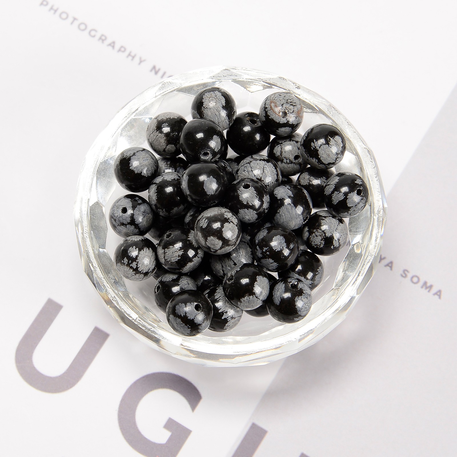 Snowflake Obsidian Smooth Round Beads 2mm 4mm 6mm 8mm 10mm 12mm 15.5″ Strand