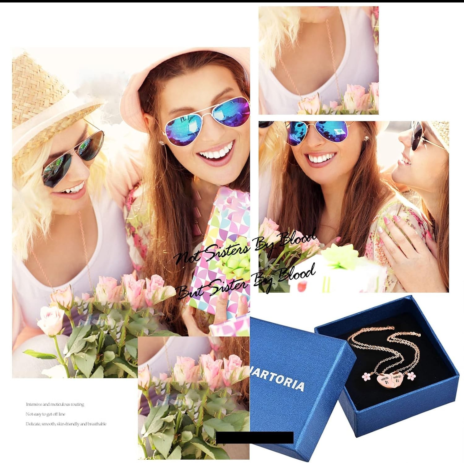 LoveForever Rose Gold Split Heart Friendship Necklace Set