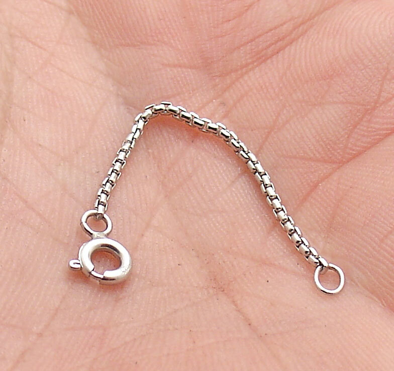 1.3mm Round Box Extender 4 Bracelet Necklace Chain Pendant Real 14K White Gold