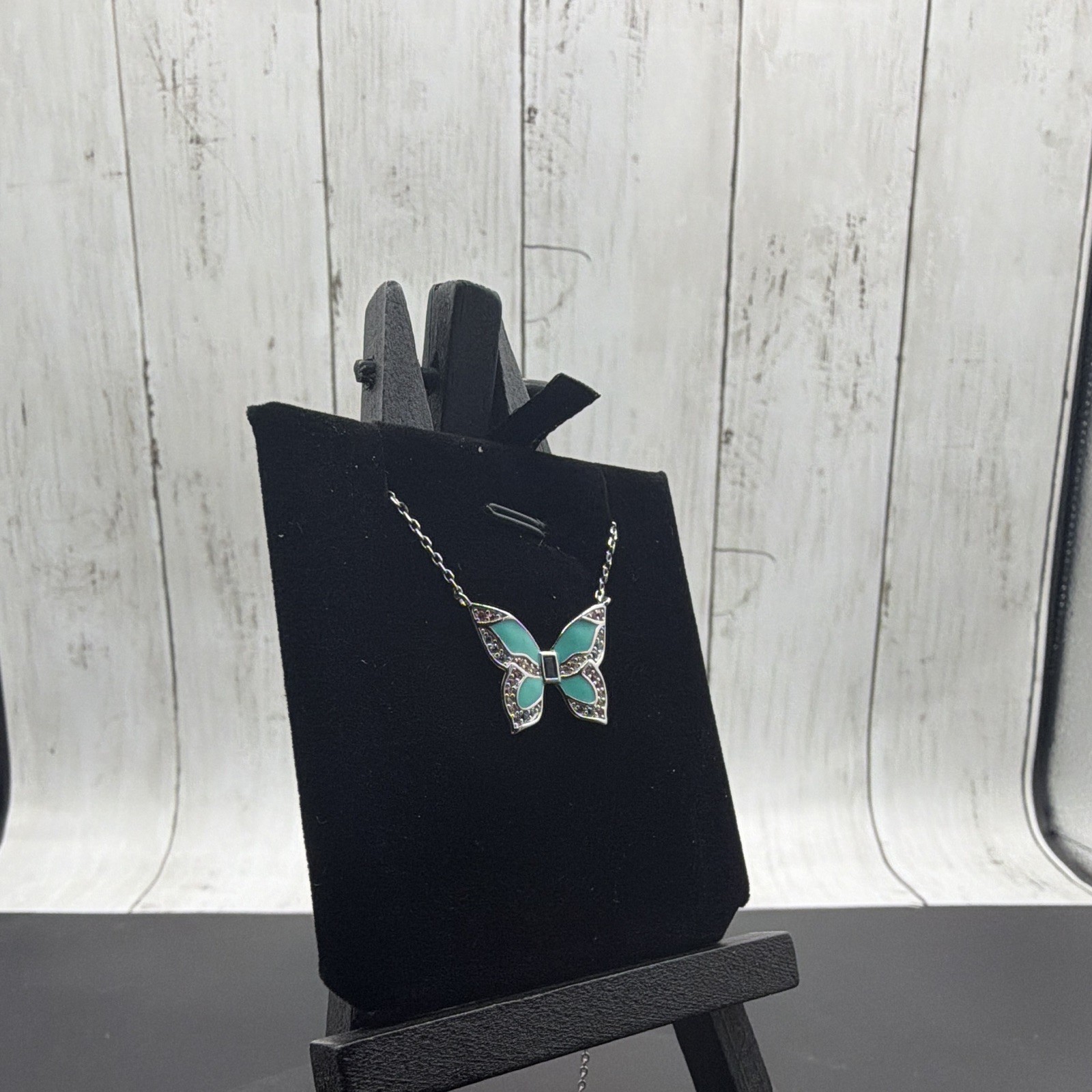 925 SS RH Sleeping Beauty Turquoise,Blue Sapphire &Pink &White crystal Butterfly