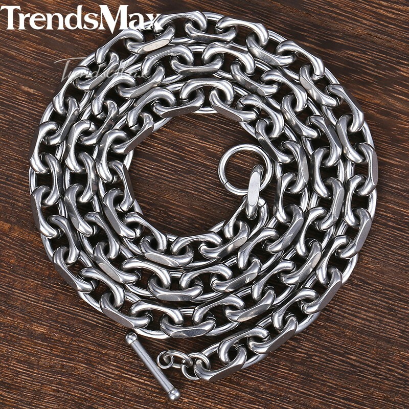 9mm CABLE Rolo Link Stainless Steel Necklace Toggle Men Chain Jewelry Gift 18-26