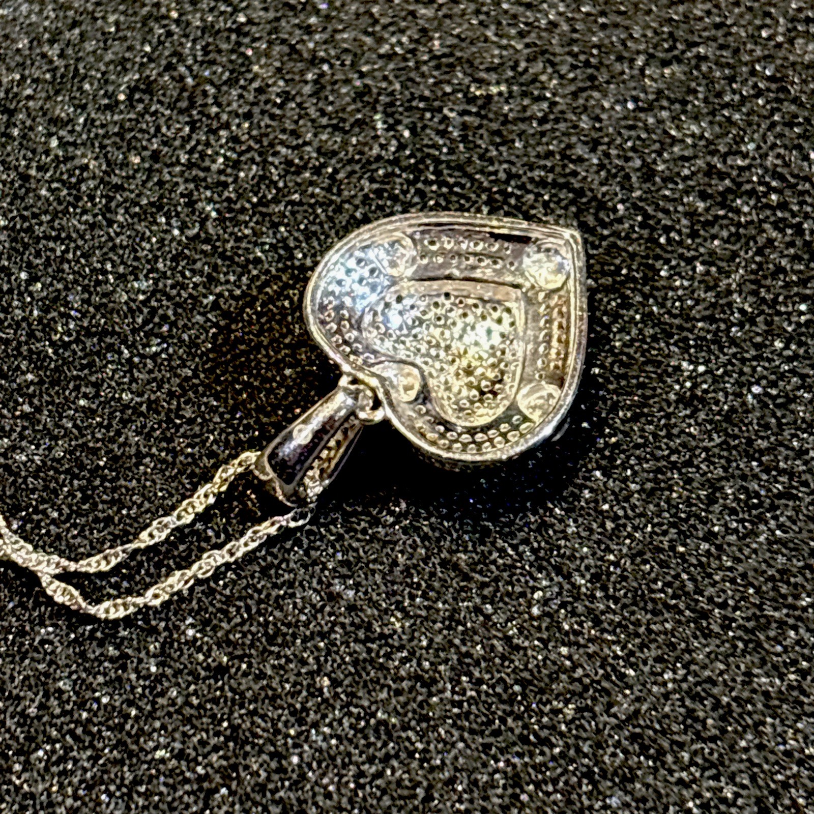 .50 CTW Round Single Yellow Diamond And White Rhodium Over Silver Heart Necklace