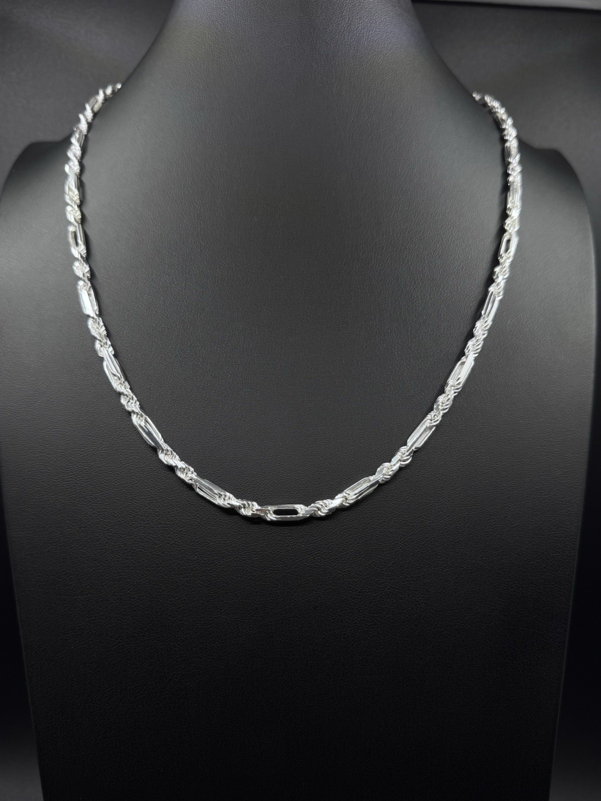 Milano Figarope Chain Real Solid 925 Sterling Silver Necklace 4.5mm 24inch