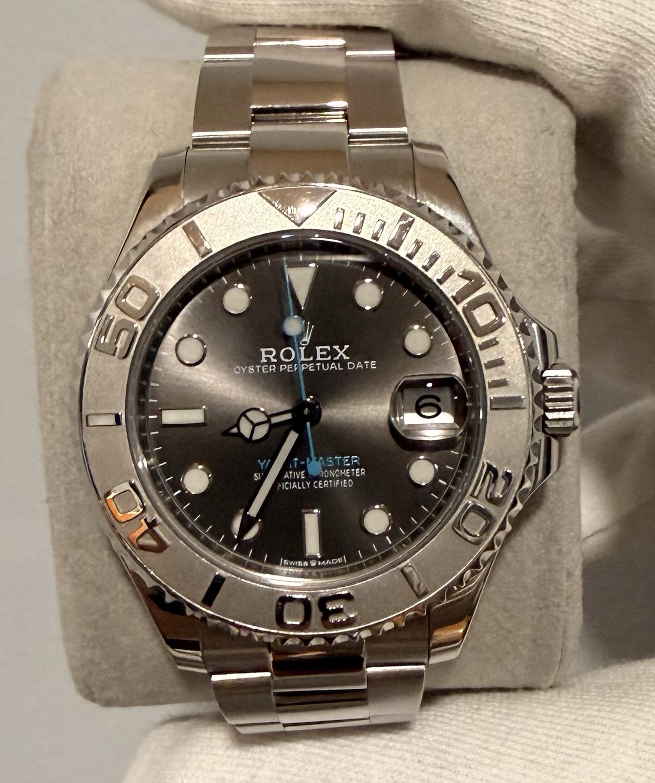 Rolex Yacht-Master Automatic Date 37mm Gray Dial Steel Bracelet Box & Papers