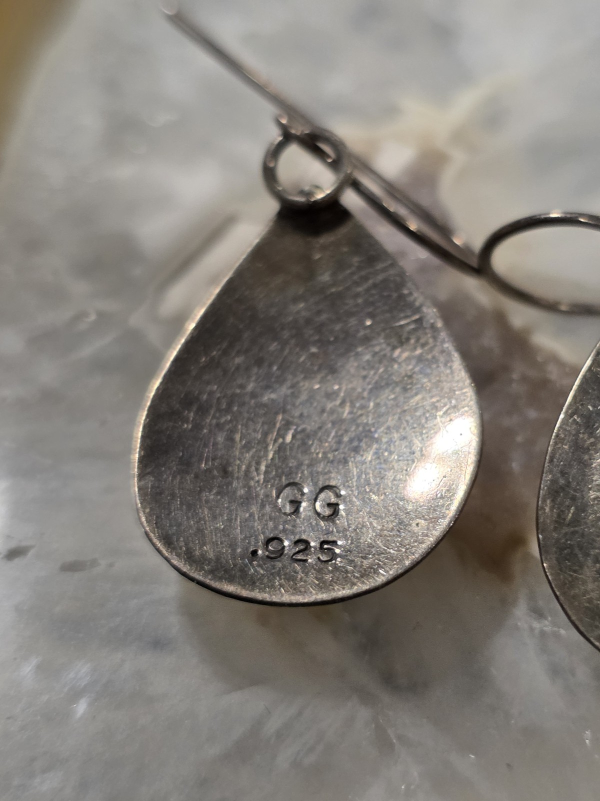 Vintage Native American Signed CC Sterling Silver Earrings Rose Quartz Stone