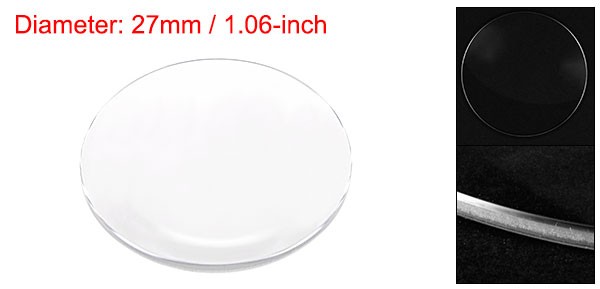Watch Glass Sapphire Crystal Lens Single Dome 27mm Dia. 1.3mm Thickness Clear