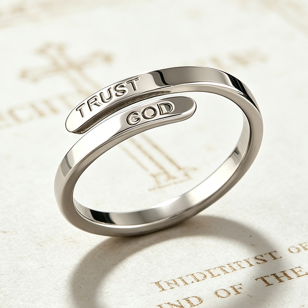 Adjustable Opening Trust God Ring Believe God Couple Ring Men’s And Women’s