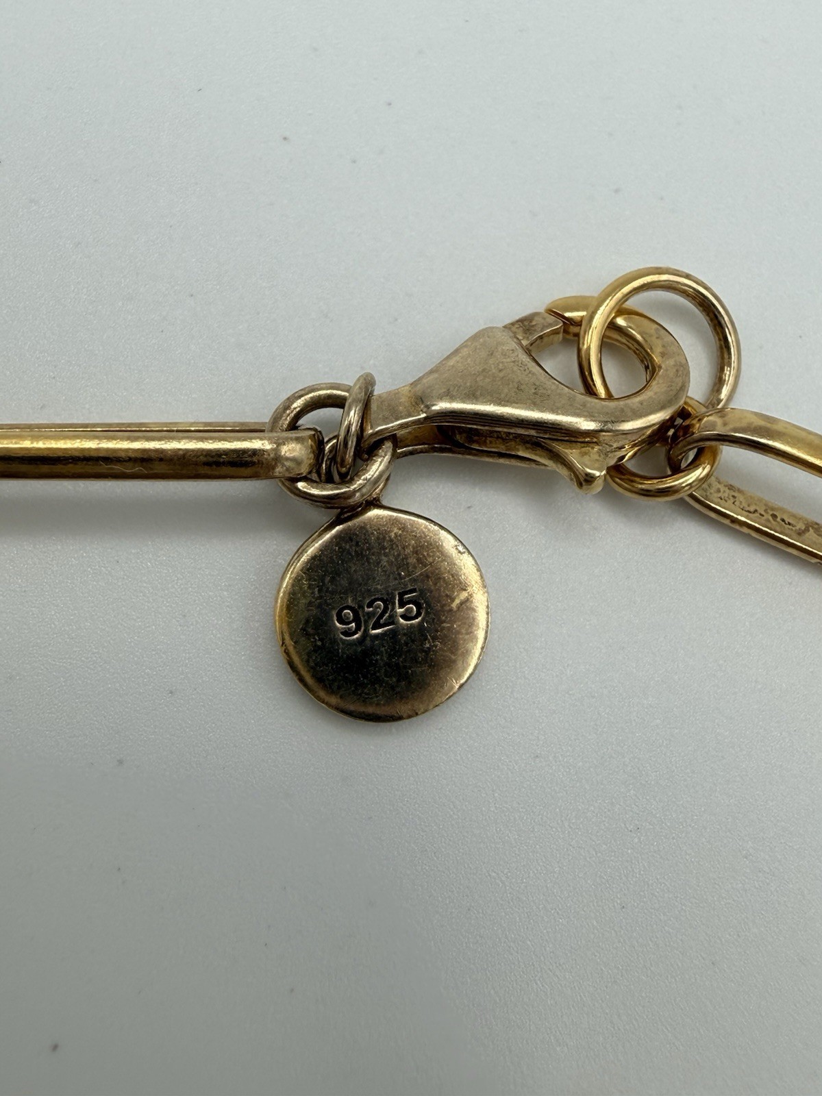 J. Crew 925 Sterling Silver 14K Gold Plated Paperclip Necklace 30”
