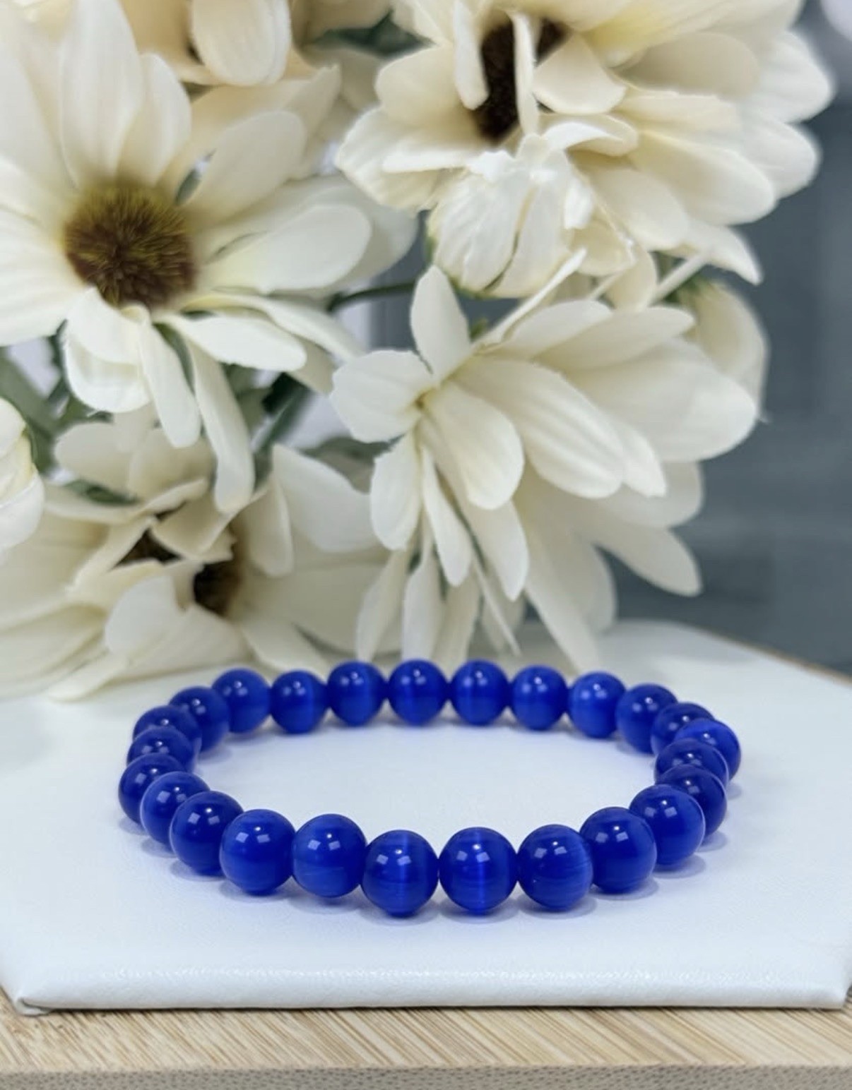Cat Eye Blue Bead Bracelet 4.2MM