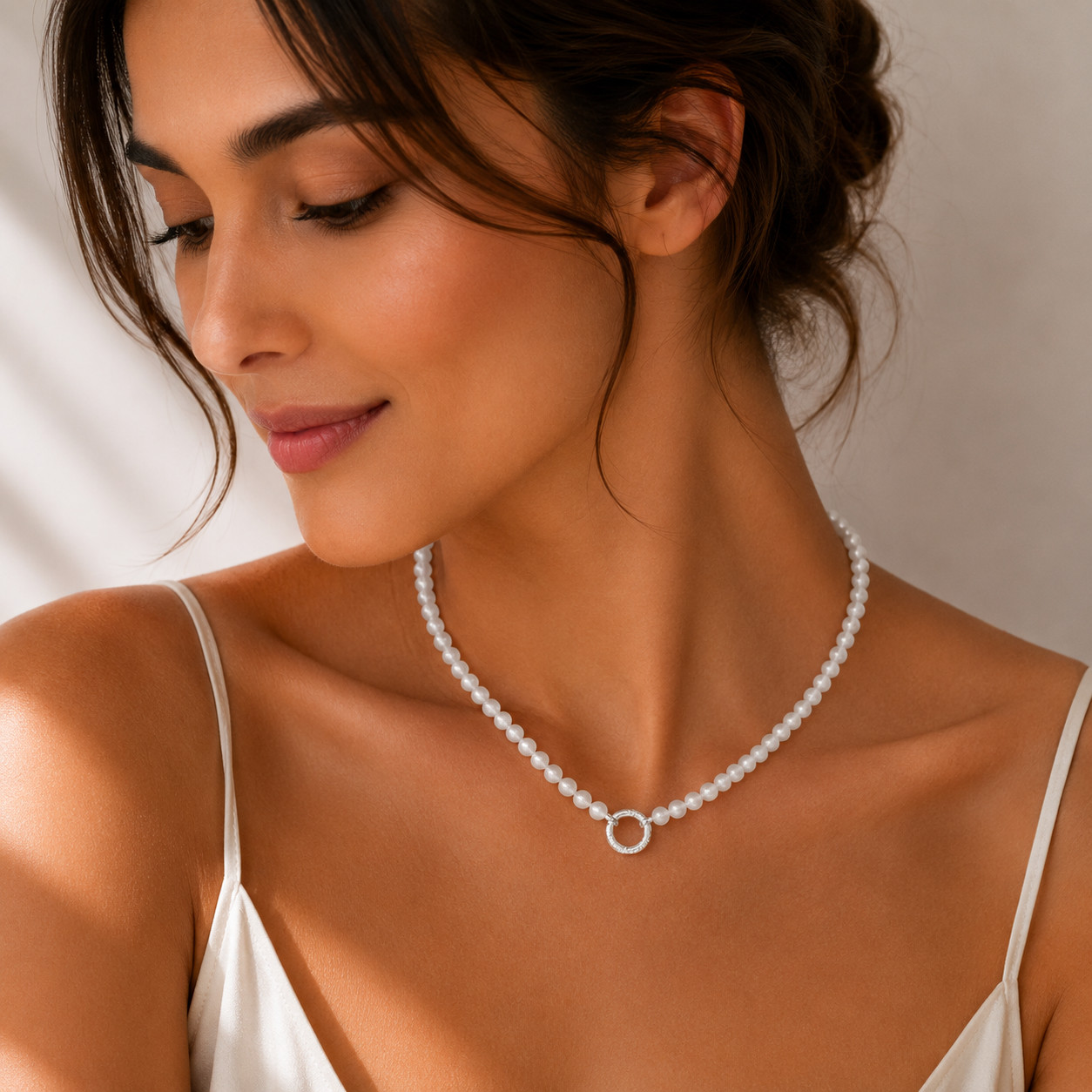 Freshwater Pearl Charm Necklace Silver Plated Customizable Hypoallergenic