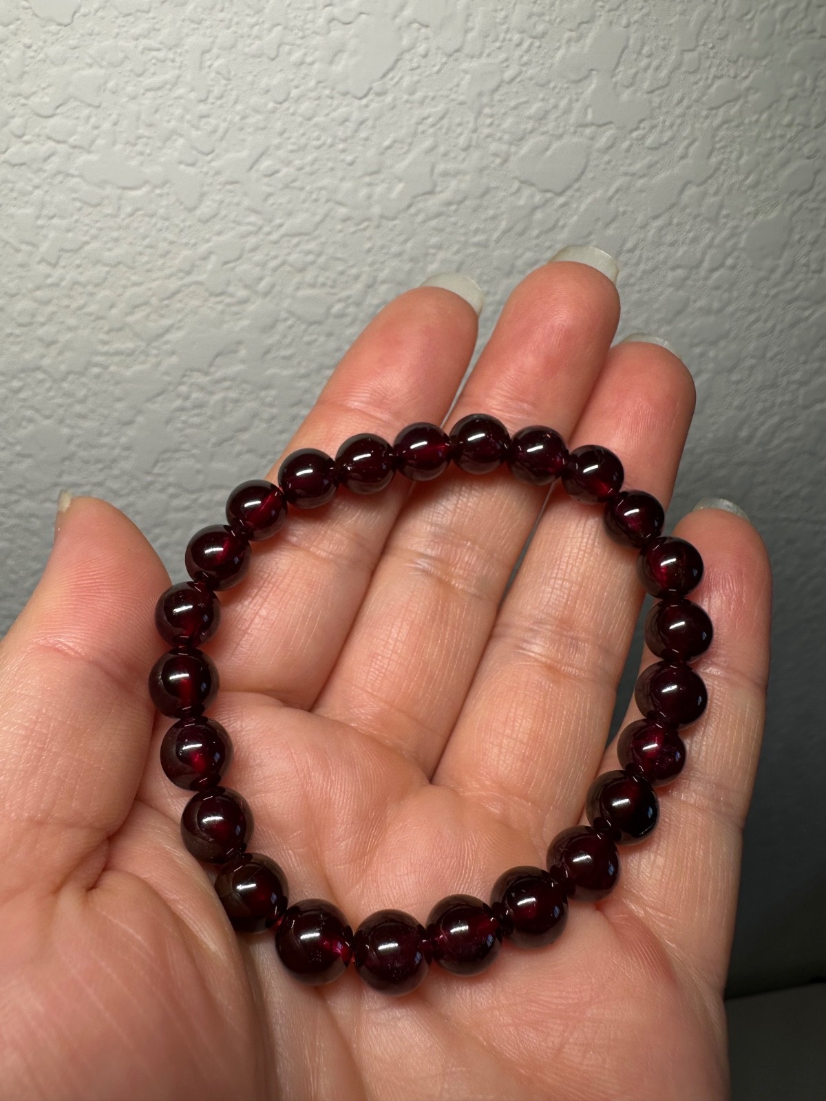 7.8mm Natural Red Garnet Crystal Round Gemstone Beads Stretch Bracelet