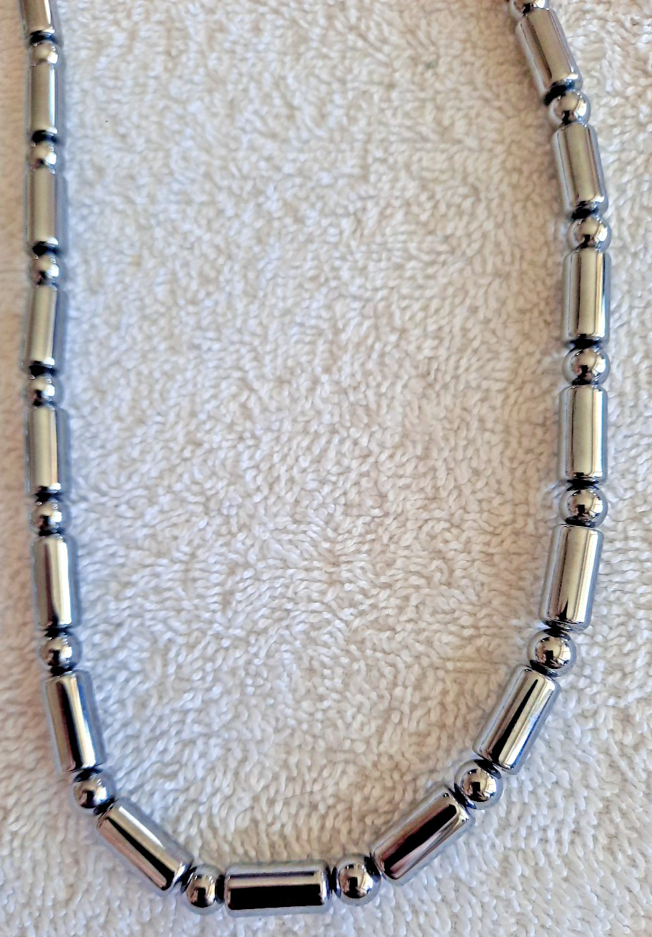Metal Barrel and Ball Necklace Solid with No Clasp Men’s Woman’s 36 Inches aa