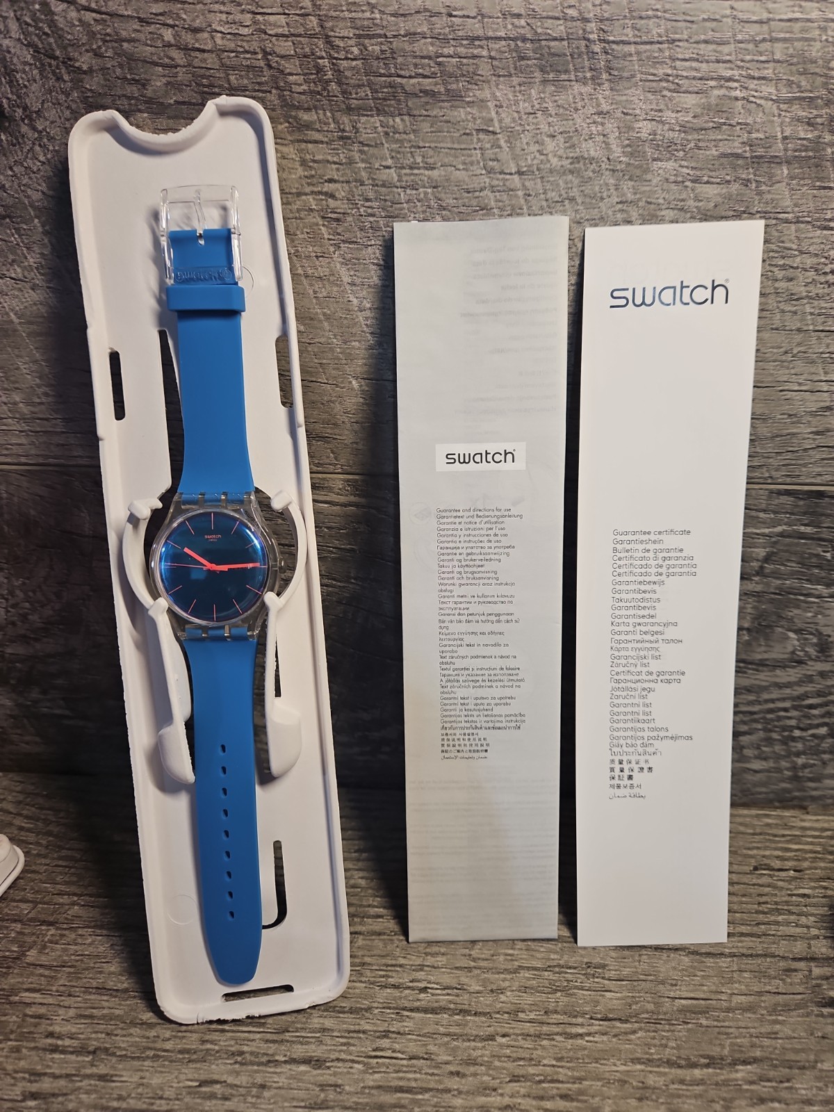 Swatch Mens POLABLUE SUOK711 Silicone Water Resistant Quartz Classic New No Box