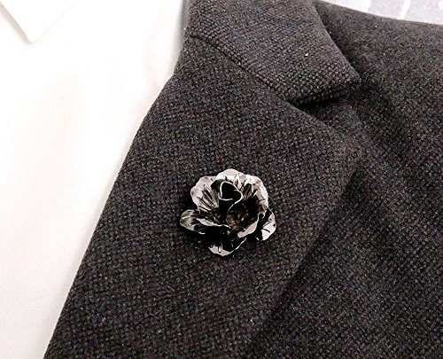 3pcs Men’s Brooch Pins Rose Flower Lapel Stick Brooch Pins Black/Gold/Sliver