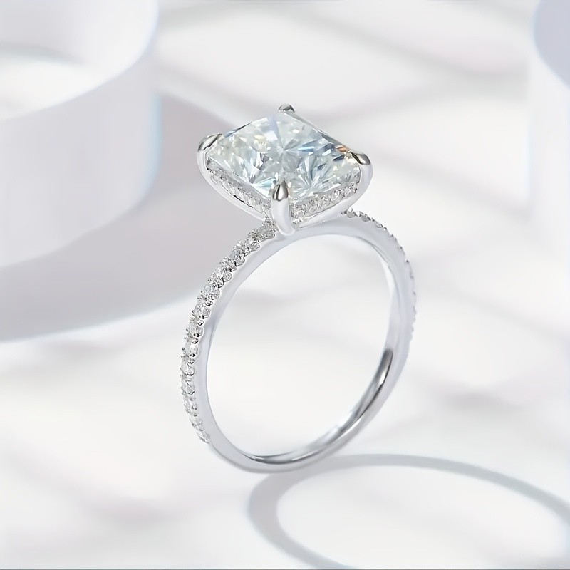 4 Carat Moissanite Ring In Sterling Silver Size 5 6 7 9 For Women