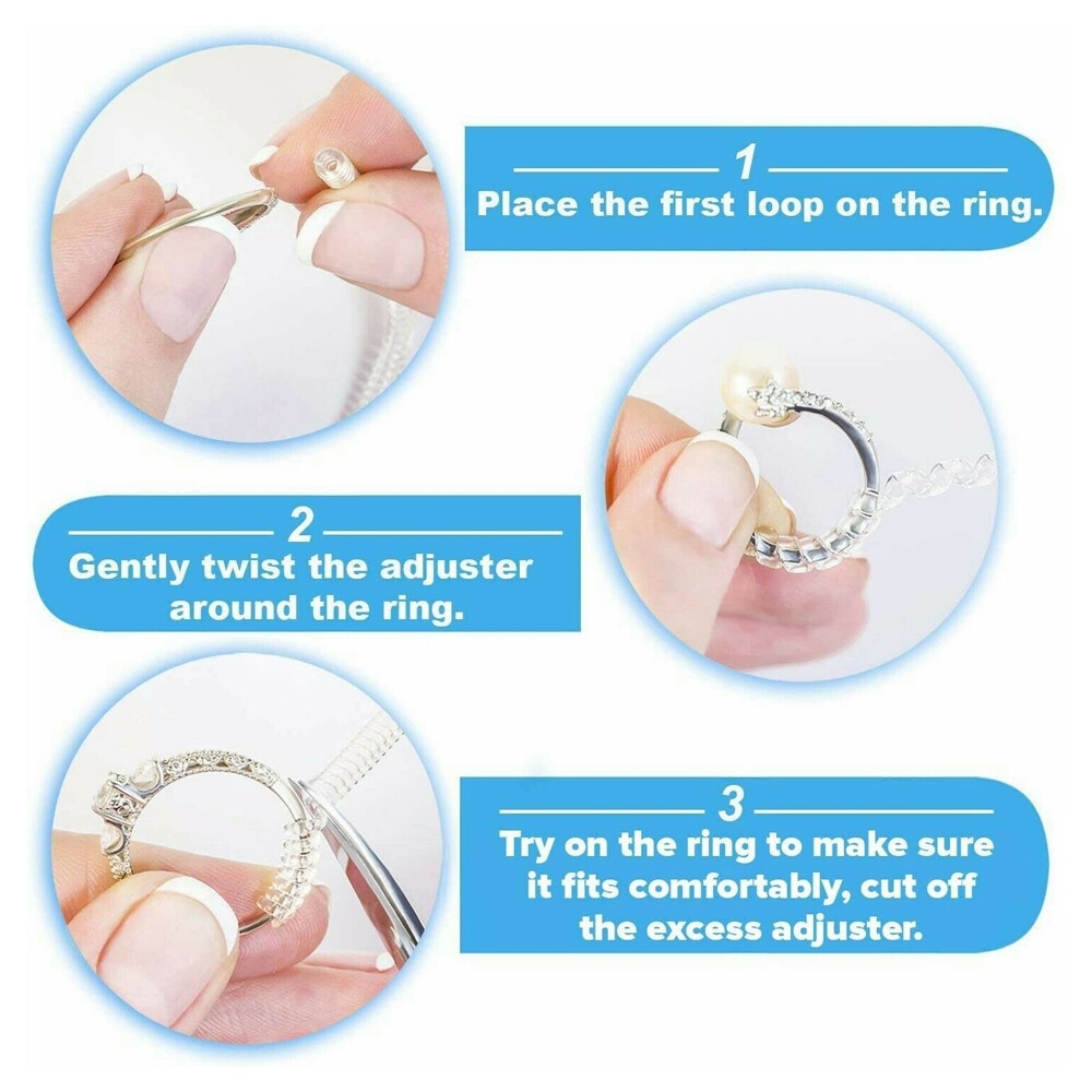 16PCS Ring Size Adjuster Invisible Clear Ring Sizer Guards Jewelry Fit Reducer
