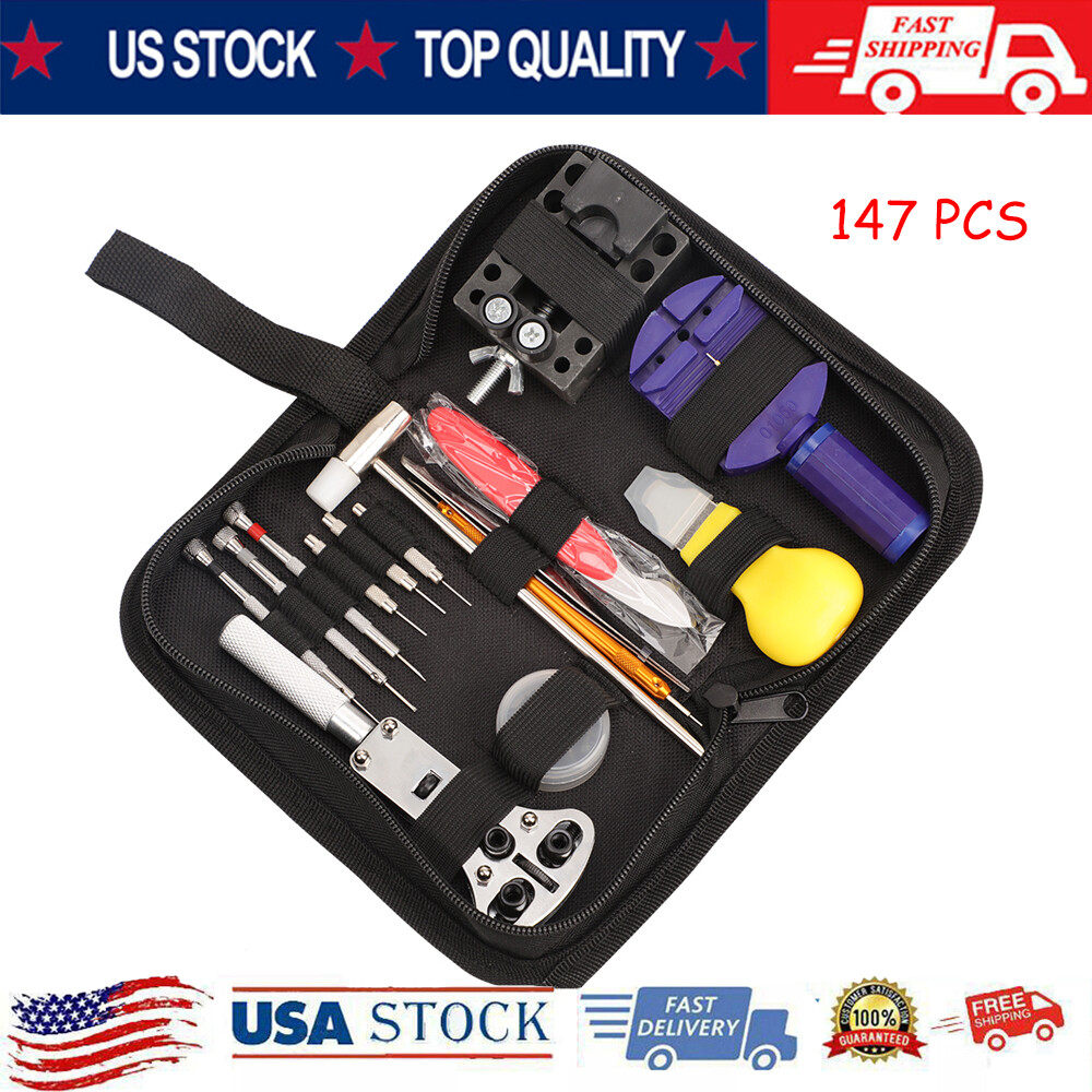 147x Watch Repair Kit Watchmaker Back Case Remover Opener Link Pin Spring Bar