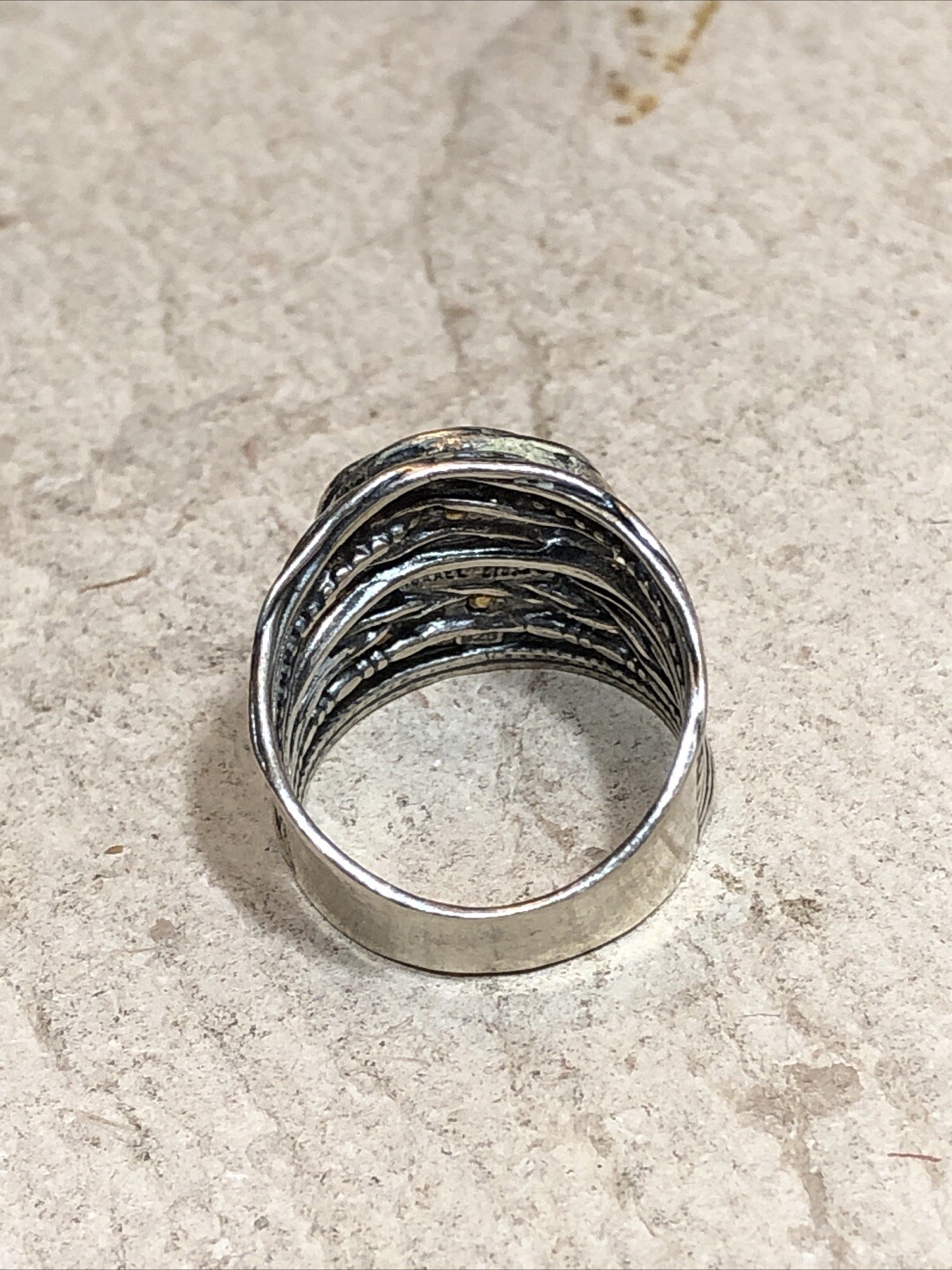 24. Shablool Didae 925 Sterling Yellow Accent SUN or STAR Ring 9g, 8.5s ISRAEL