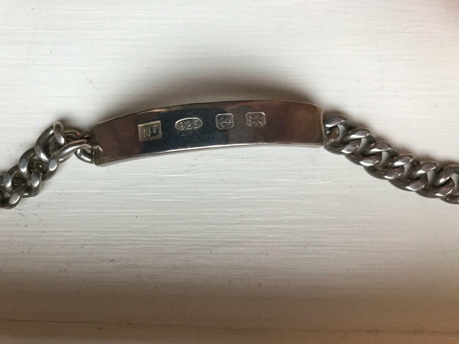 925 Lion Anchor NT Heavy Solid Sterling Silver ID Identification Bracelet
