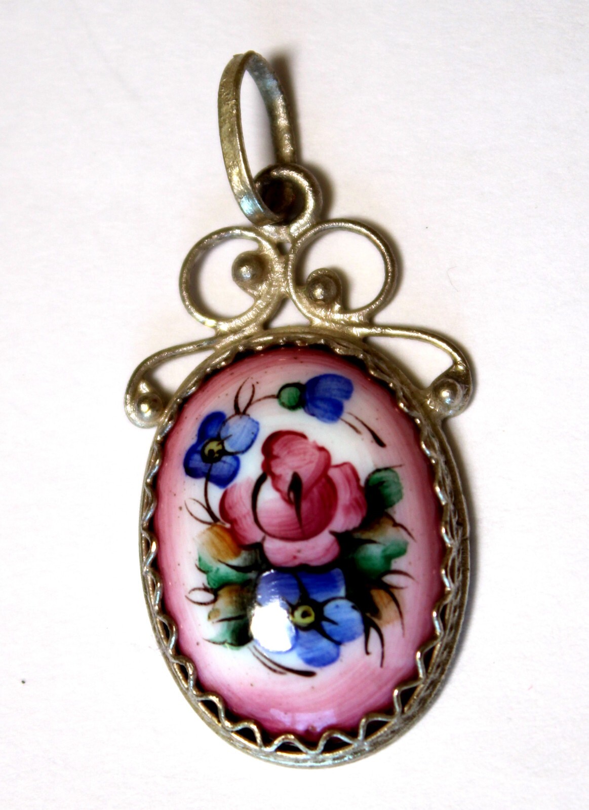 Vintage Unique Enamel Hand Painted Russia Finift Jewelry Pendant 4 Variation #76