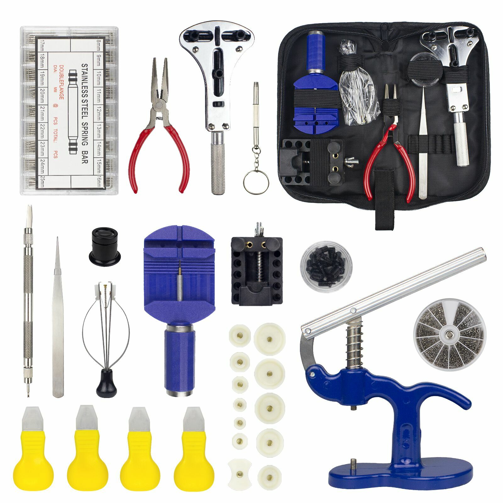 914pcs Watch Repair Tool Kit Spring Bar Tool Set Case Opener Watch Case Press US