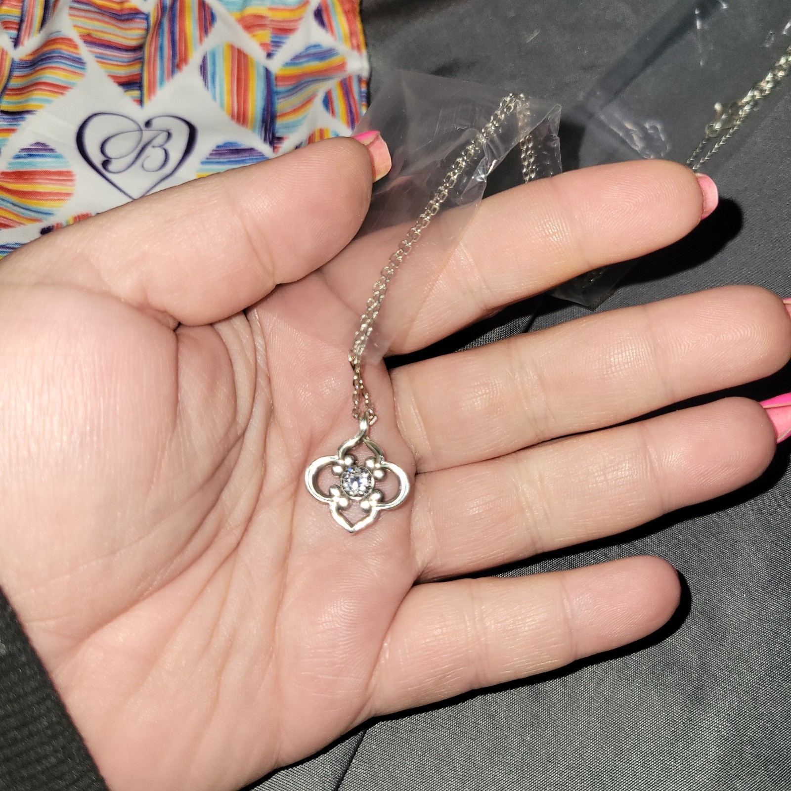 Brighton Toledo Convertible Silver Long Chain Crystal Pendant Necklace 16″-32″
