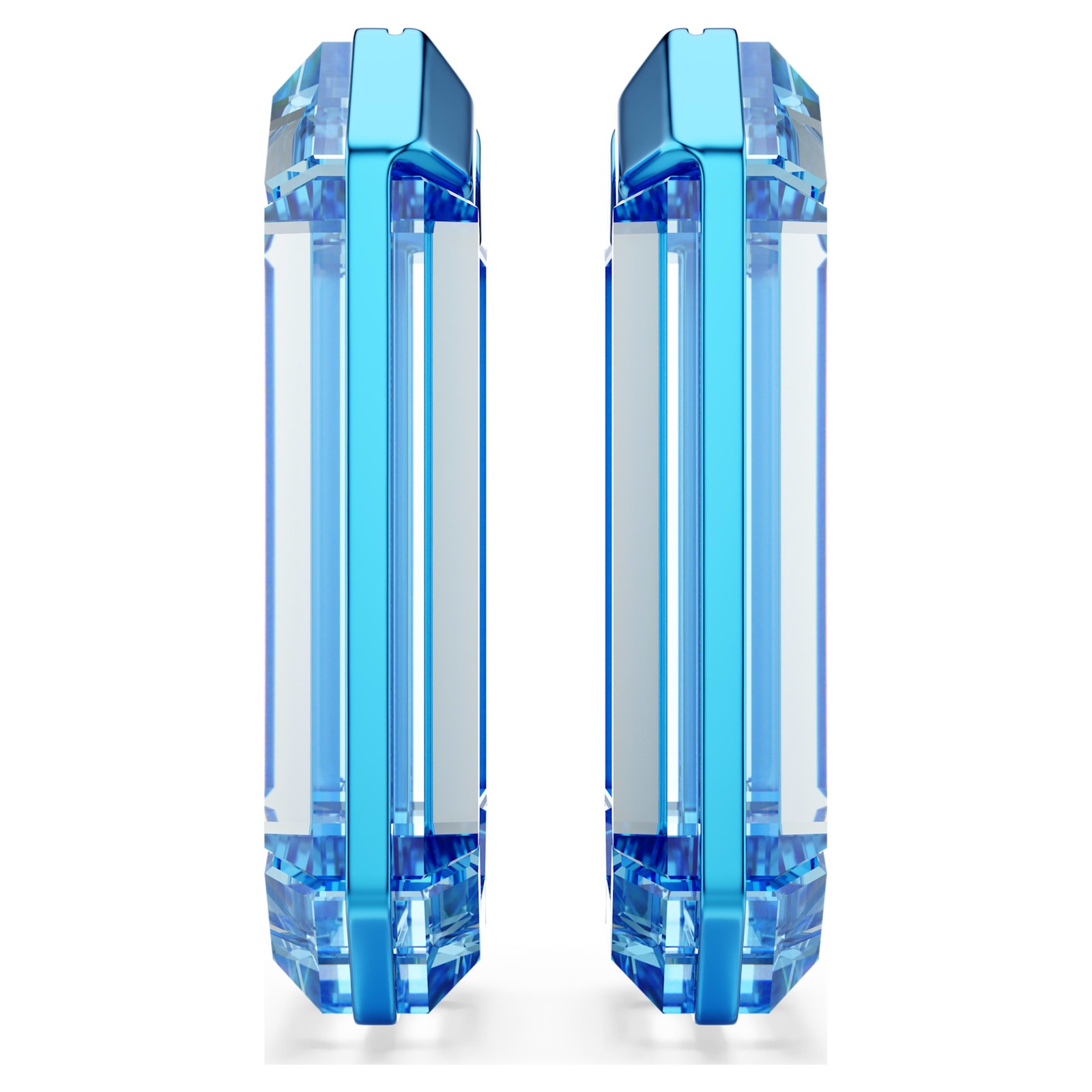 Swarovski Lucent Blue Octagon Crystals Statement Hoop Earrings Geometric 5633950