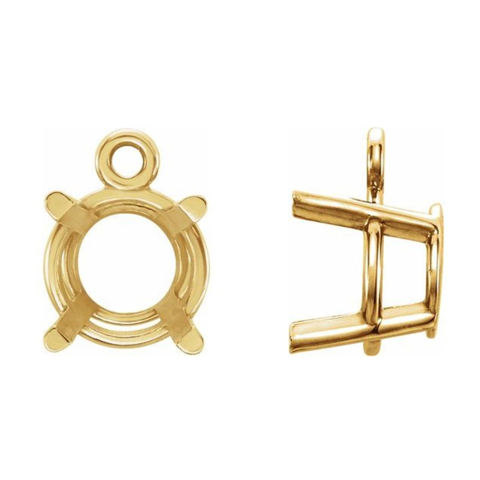 Gold- Platinum Unset Round Stone 4-Prong Basket Dangle Setting Mount Charm Drop