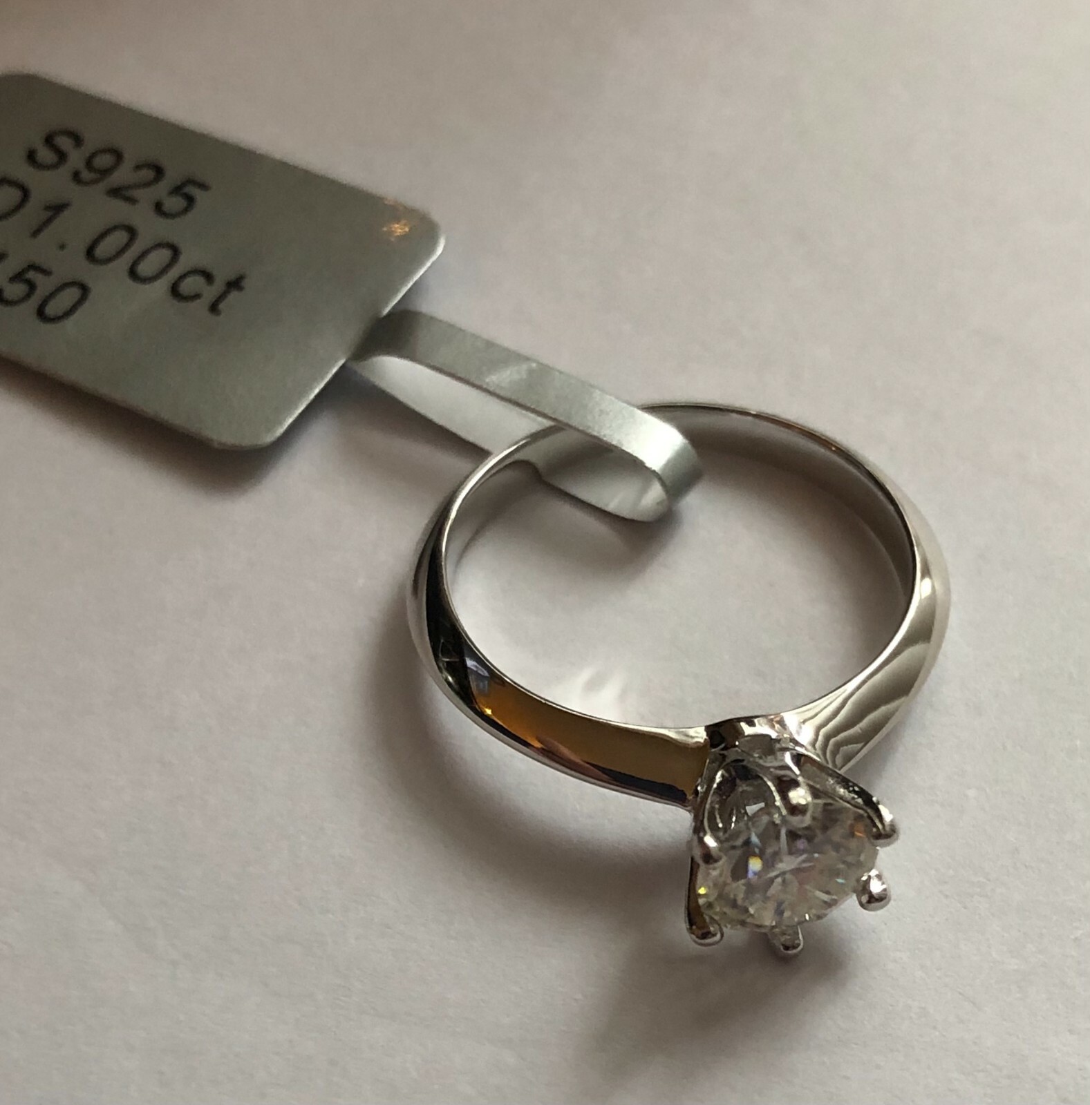 1 CT Moissanite Round CUT SOLITAIRE ENGAGEMENT RING 14K WHITE GOLD Filled