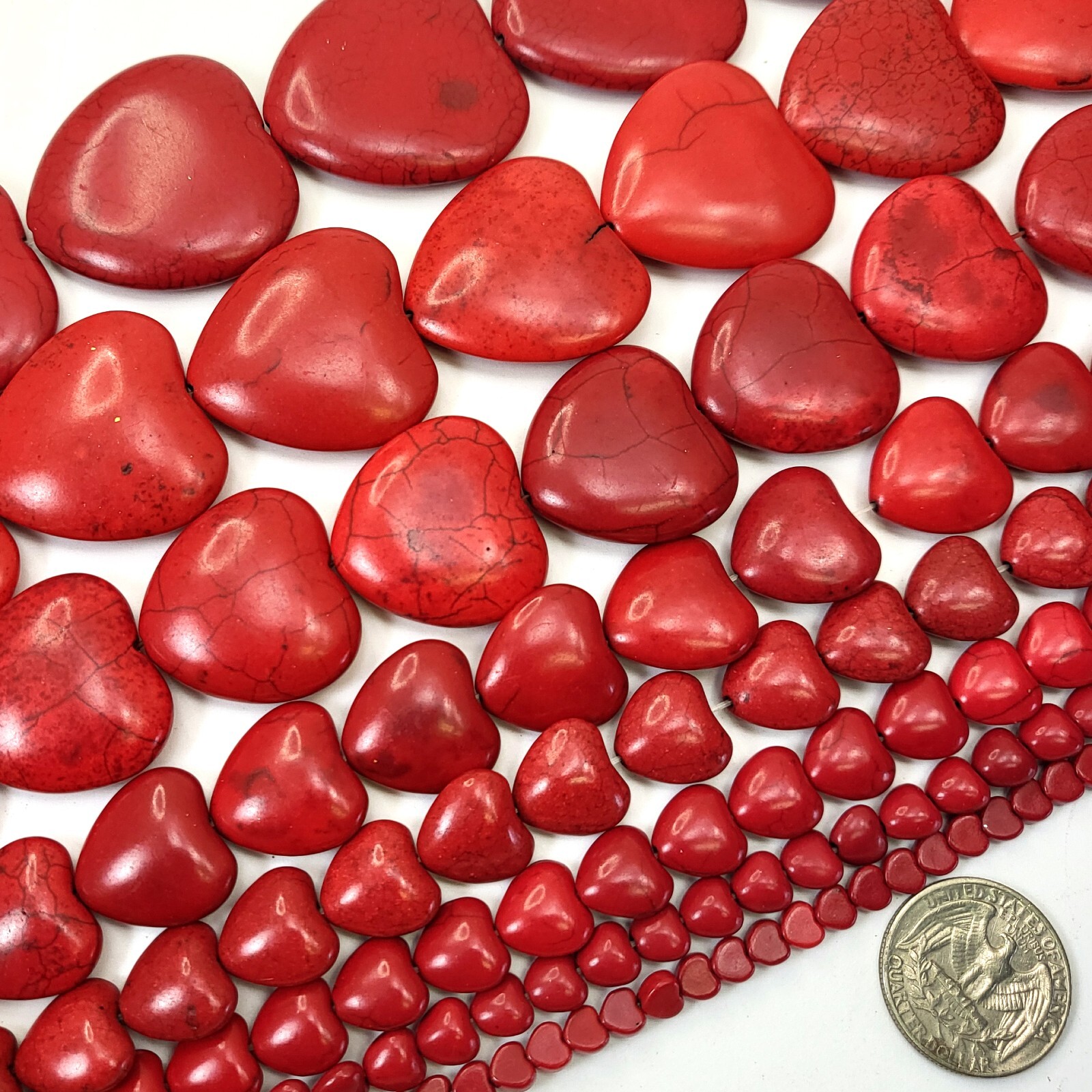 Love Red Heart Bead Love Charm Stone Howlite Turquoise 6mm 8mm 12mm 30mm 40mm
