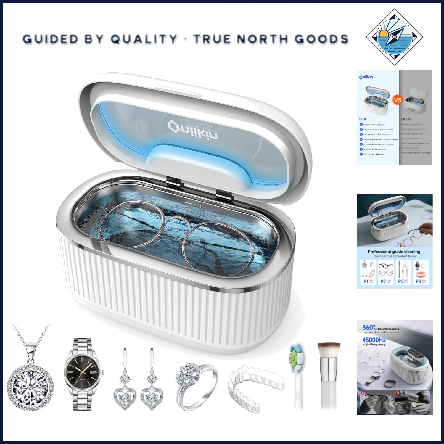 3-Level Power Ultrasonic Cleaner for Delicate Jewelry and Sturdy Watch Straps