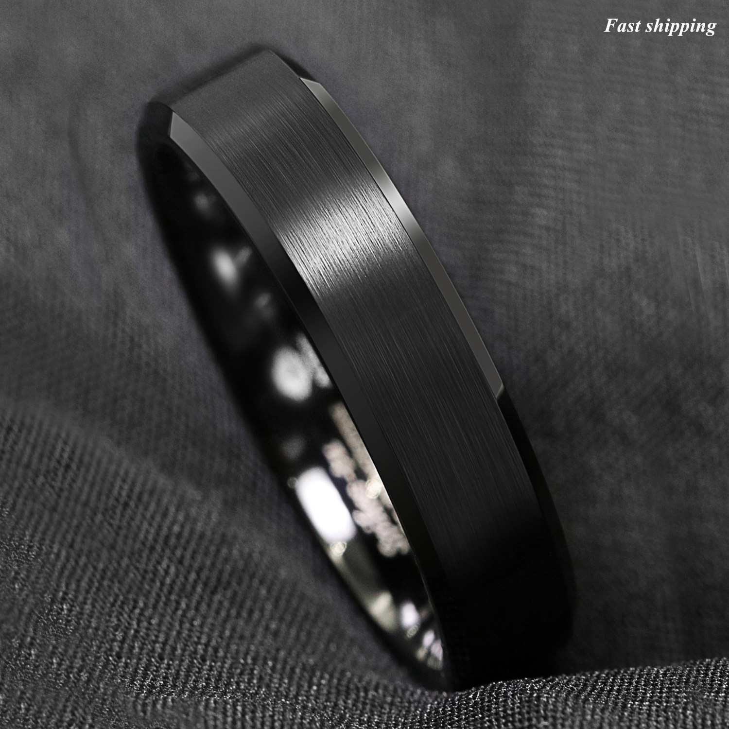 8/6mm Classic Black Brushed Tungsten Carbide Ring Bridal Band ATOP Men’s Jewelry
