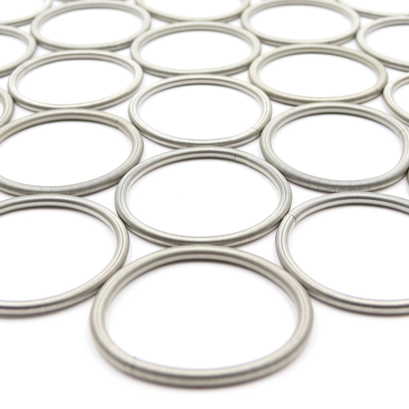 24 PCS 4.5mm Silver Guitar String Bracelet Set, Womens Coil Bracelets, Stackable