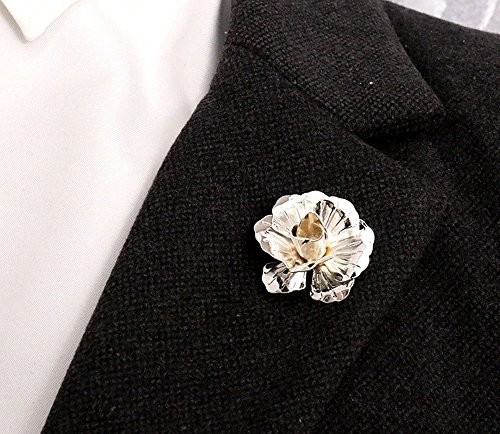 3pcs Men’s Brooch Pins Rose Flower Lapel Stick Brooch Pins Black/Gold/Sliver