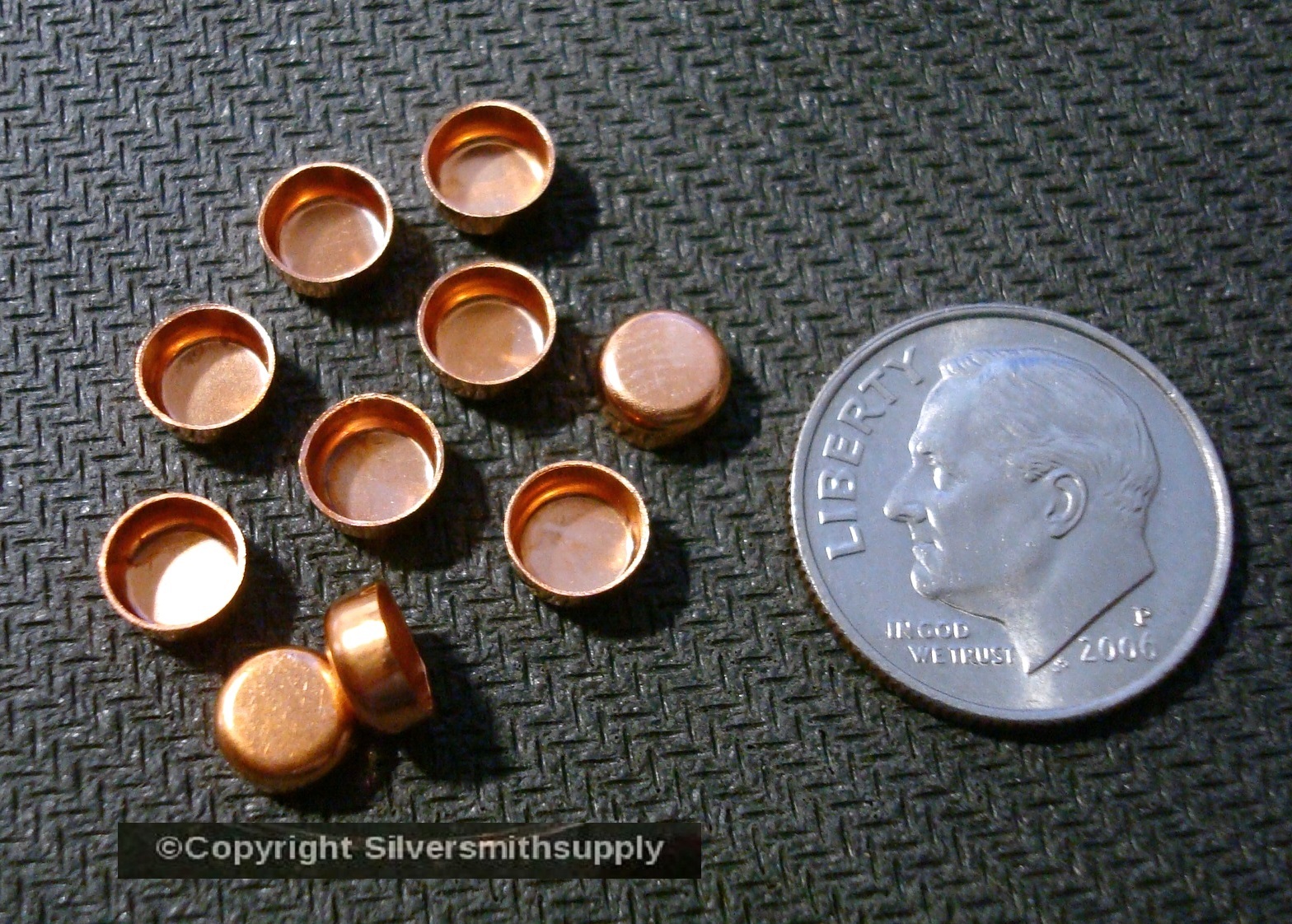 Bezel cups solid copper 6mm round machine made smooth edge 10 bezel cups BC015