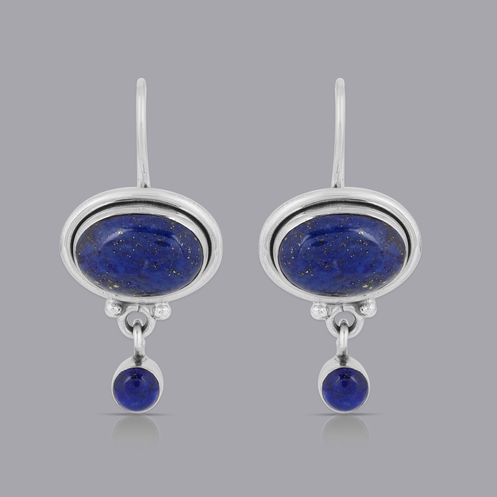 925 Sterling Silver Handmade Silver Earrings Natural Lapis Lazuli Stone Earrings