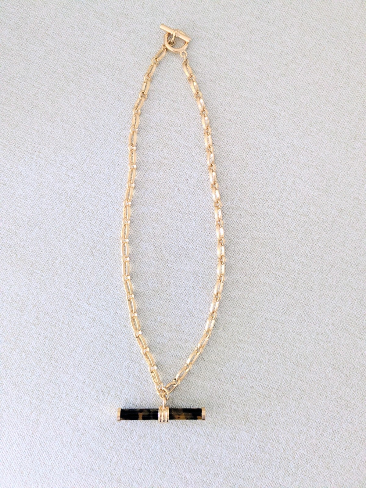 😍 BODEN Tortoise Gold Chain Link T-bar Necklace – NEW!