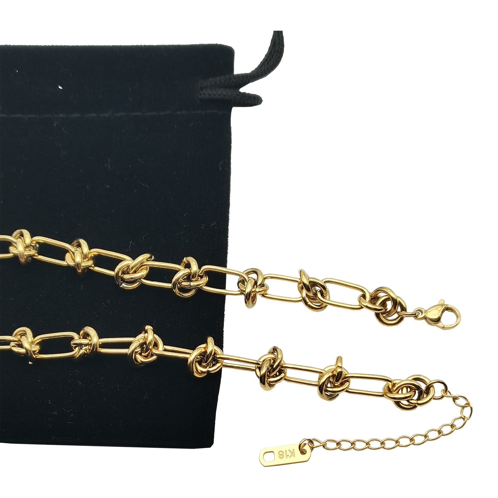 18K Yellow Gold Filled Hypoallergenic 16″/18″ Knotted 6mm Chunky Chain Necklace