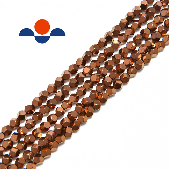 Copper Plated Hematite Faceted Nugget Beads 8mm 15.5″ Strand (8mm)