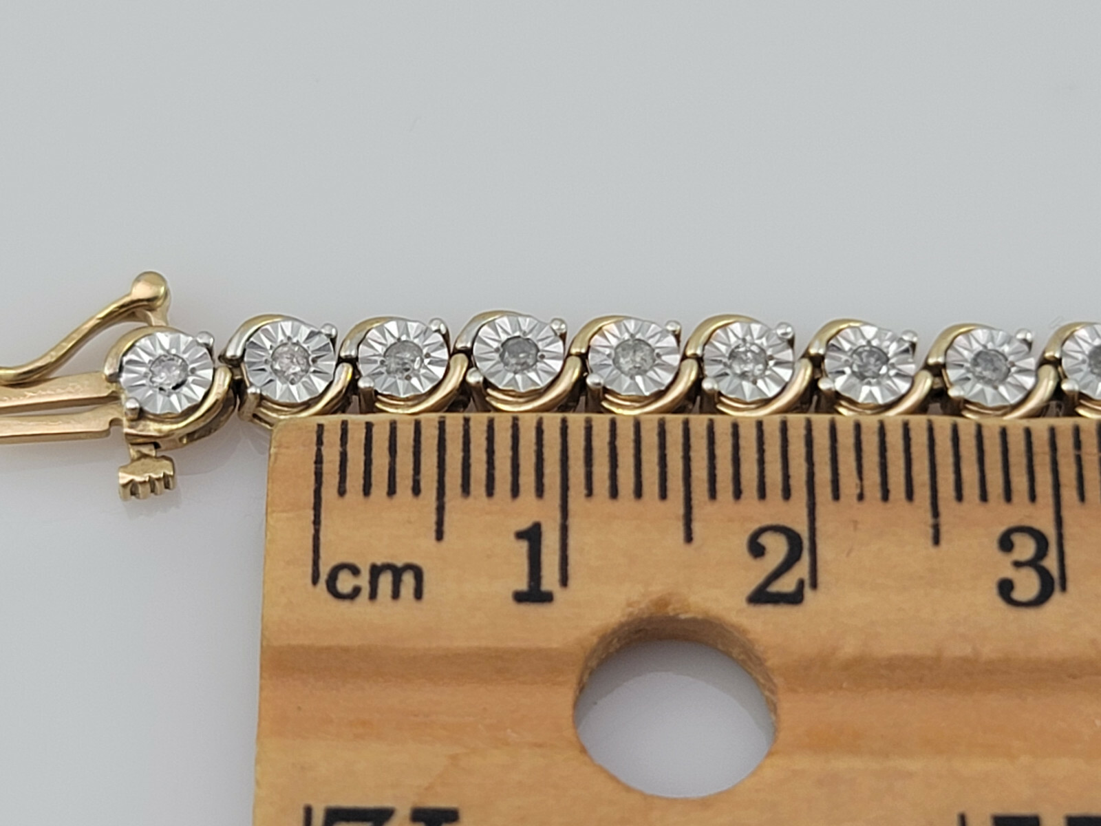 Signed “925 SK9″ 22K Gold Plated, Diamond Tennis Bracelet 7” 5mm, 9.6 grams
