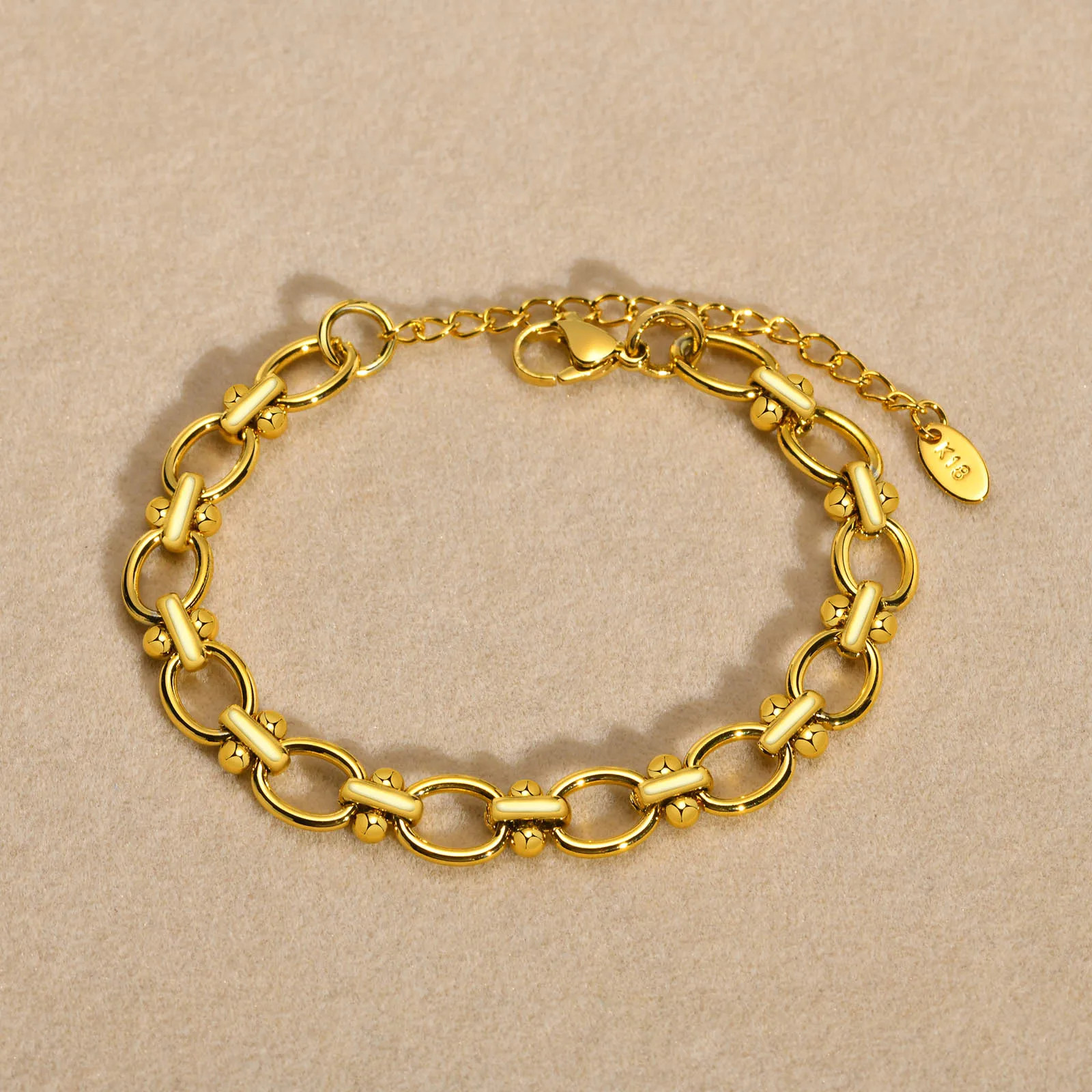 Gold Plated Oval Link Chain Bracelets for Women Thick Stainless Steel Jewelry