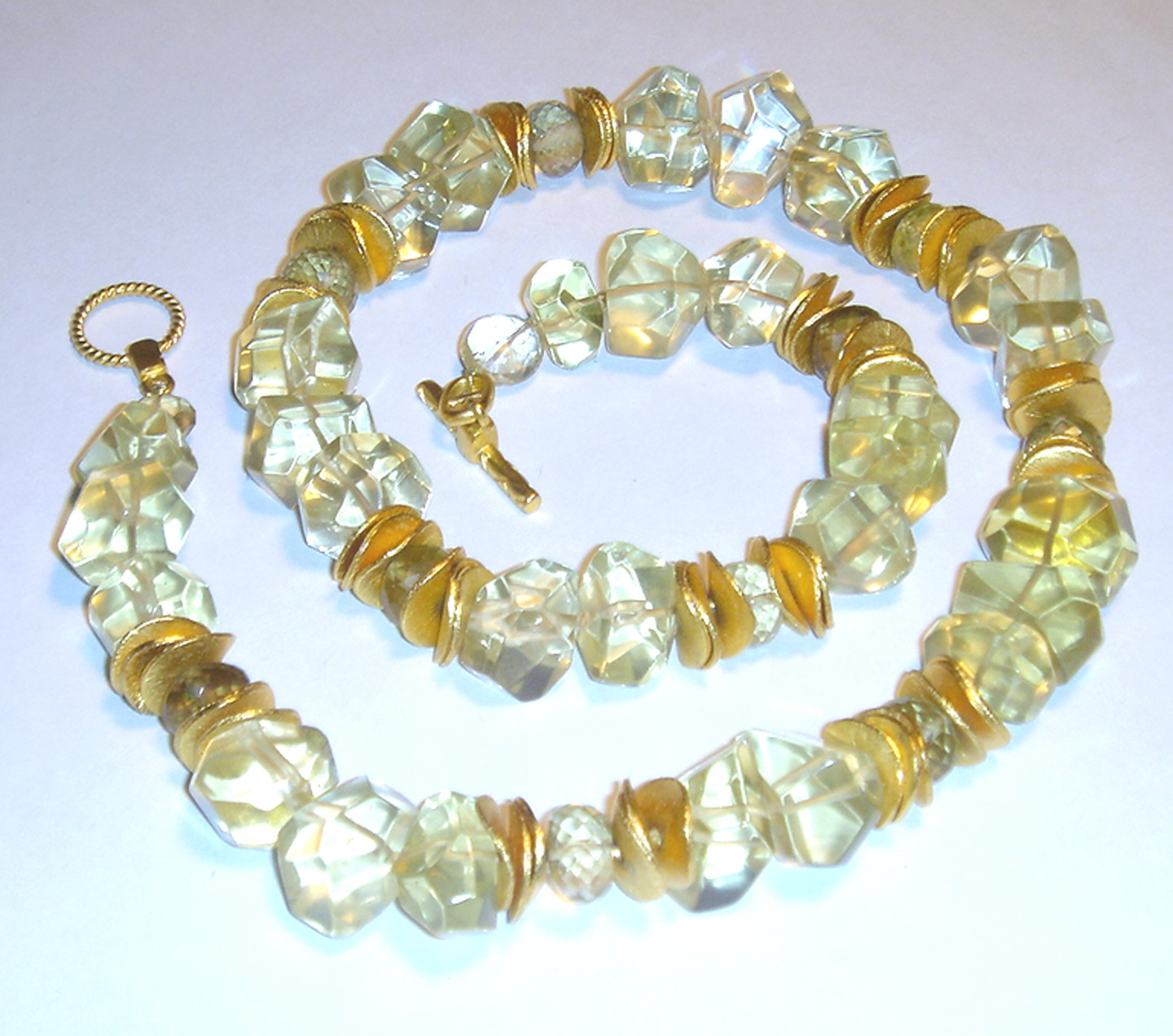 Vintage STATEMENT Faceted QUARTZ Crystal JADED JEWELS INC NYC Ice Cube NECKLACE