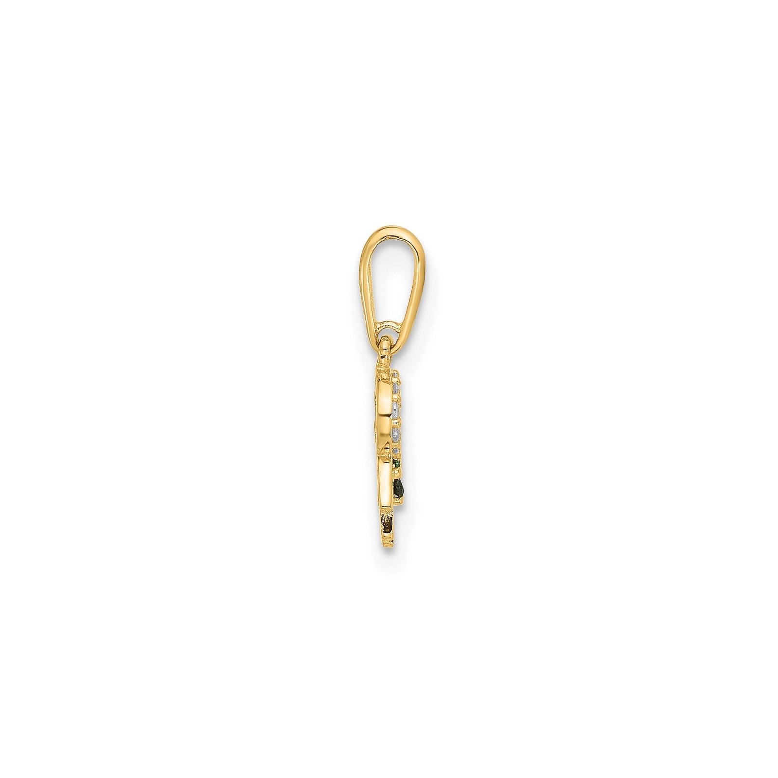 10k Yellow Gold Solid Hamsa Clover Horseshoe Pendant Charm Polished 16mm
