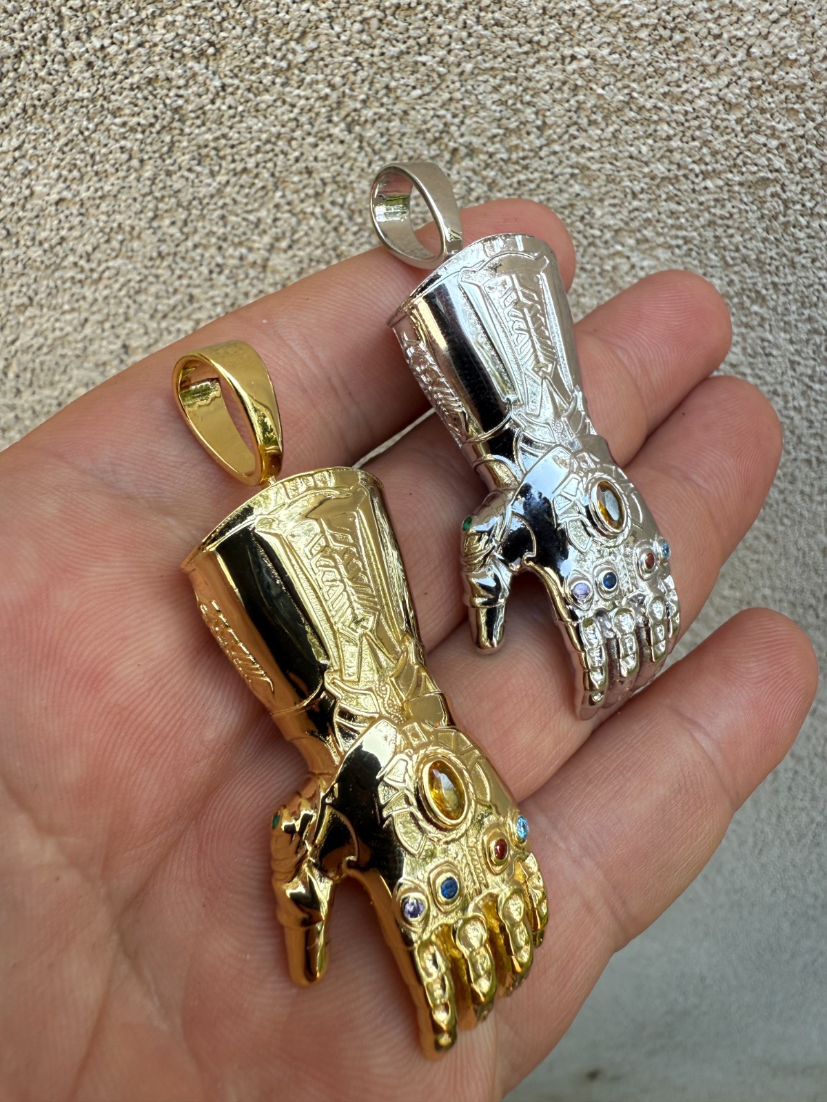 Limited Edition Thanos Infinity Hand Glove Gauntlet 925 Sterling Silver Pendant