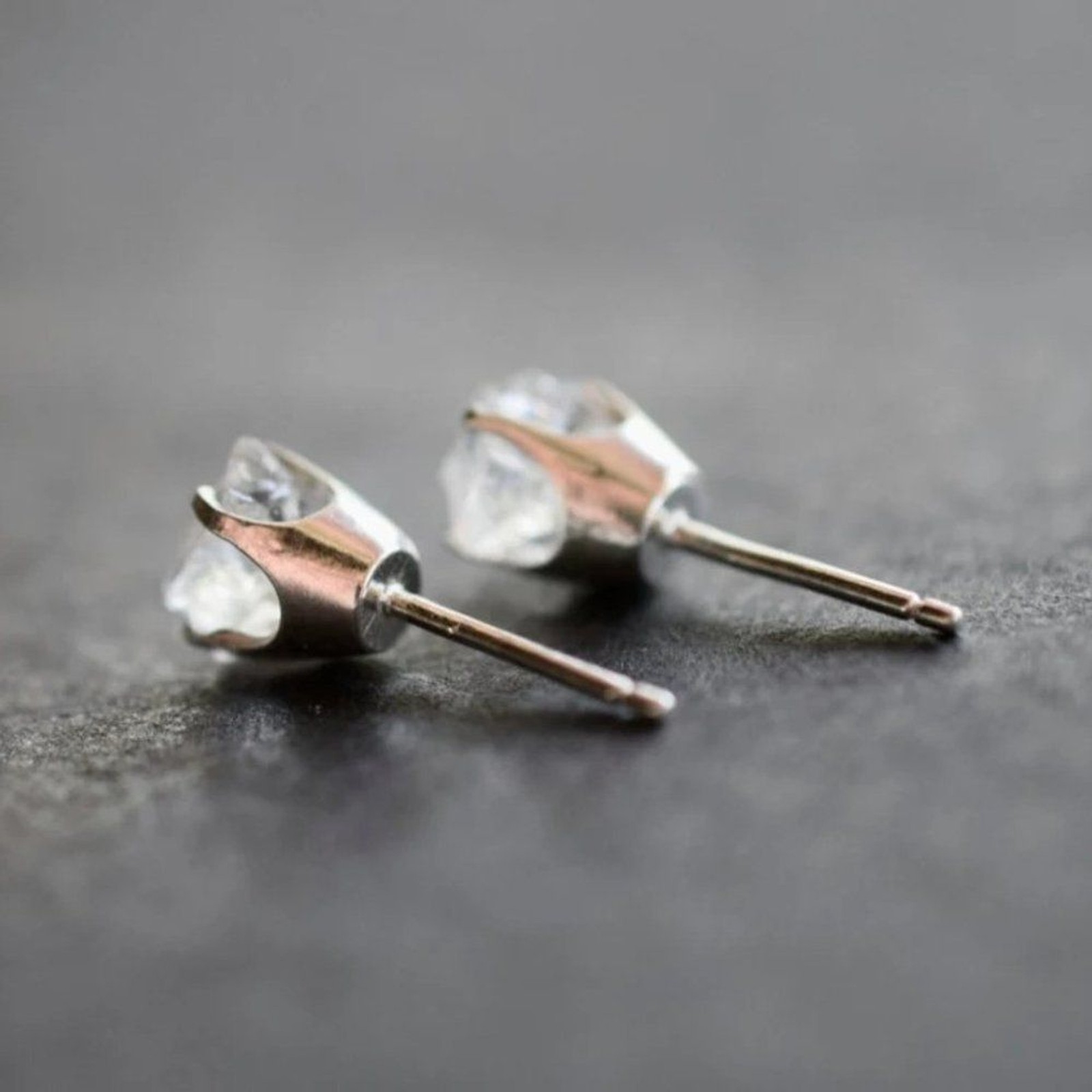 Raw Lake County Diamond Earrings, Rough Crystal Studs Dainty Minimalist …