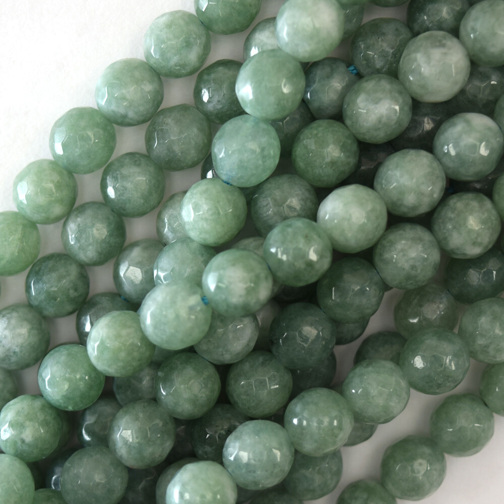 Faceted Burma Colored Jade Round Beads Gemstone 15″ Strand 6mm 8mm 10mm