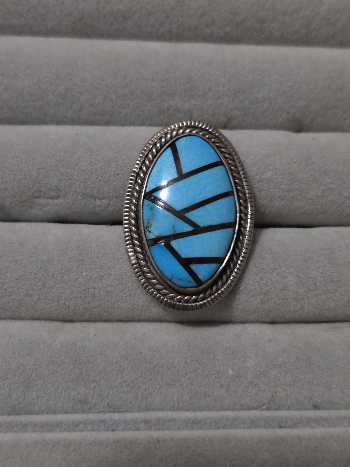 Native American Styled Turquoise Inlaid Ring